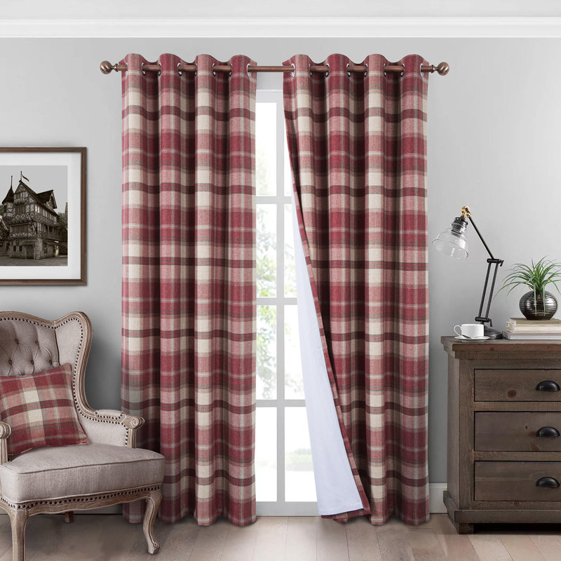 Blackout Curtain Panel Pair, Red, Width 117 x Drop 137 cm