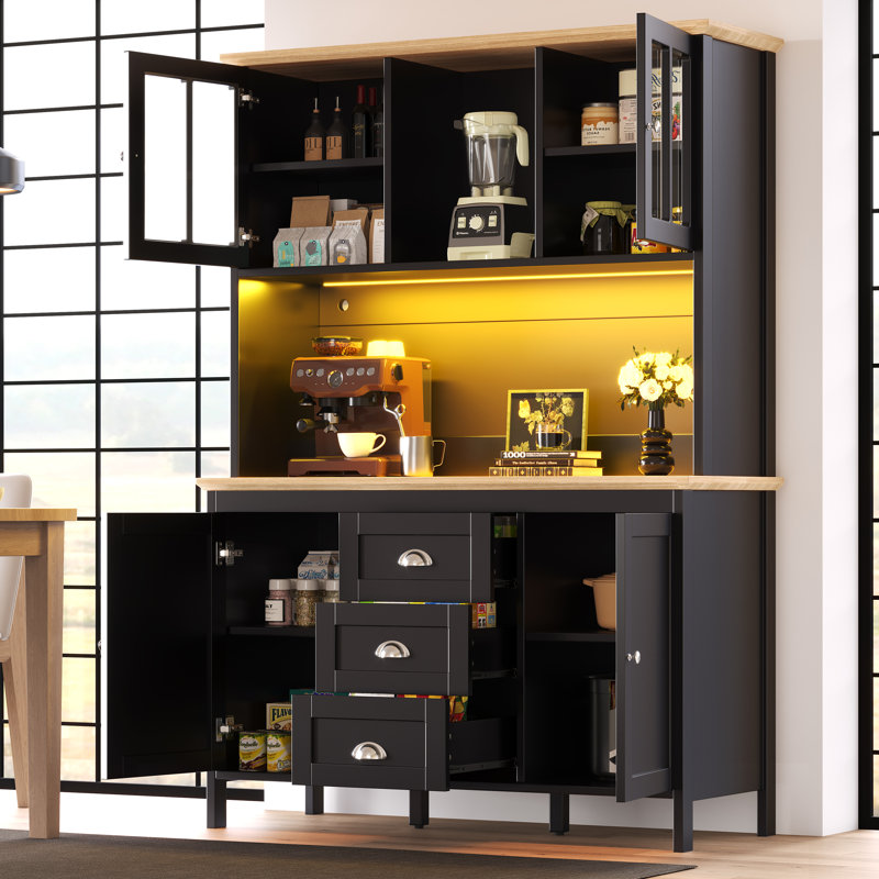 179cm Kitchen Pantry, Black