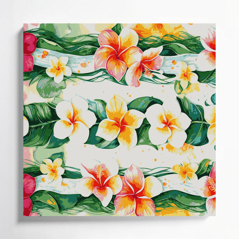 Hawaiian Lei Borders, toile beige, H 32 po x l 32 po