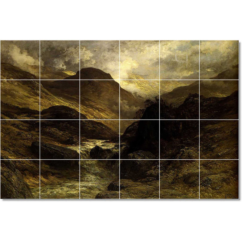 Carreau de céramique décorative 36 po x 24 po 6 po x 6 po, Gustave Dore paysage W22312