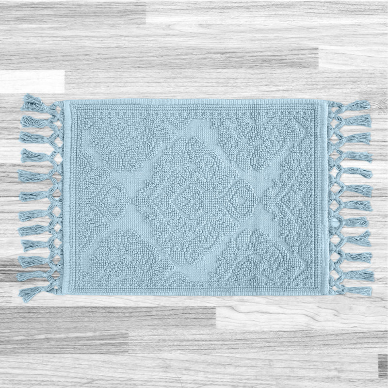 Ricardo 100% Cotton Bath Rug, 27" W x 52" L, Light Blue