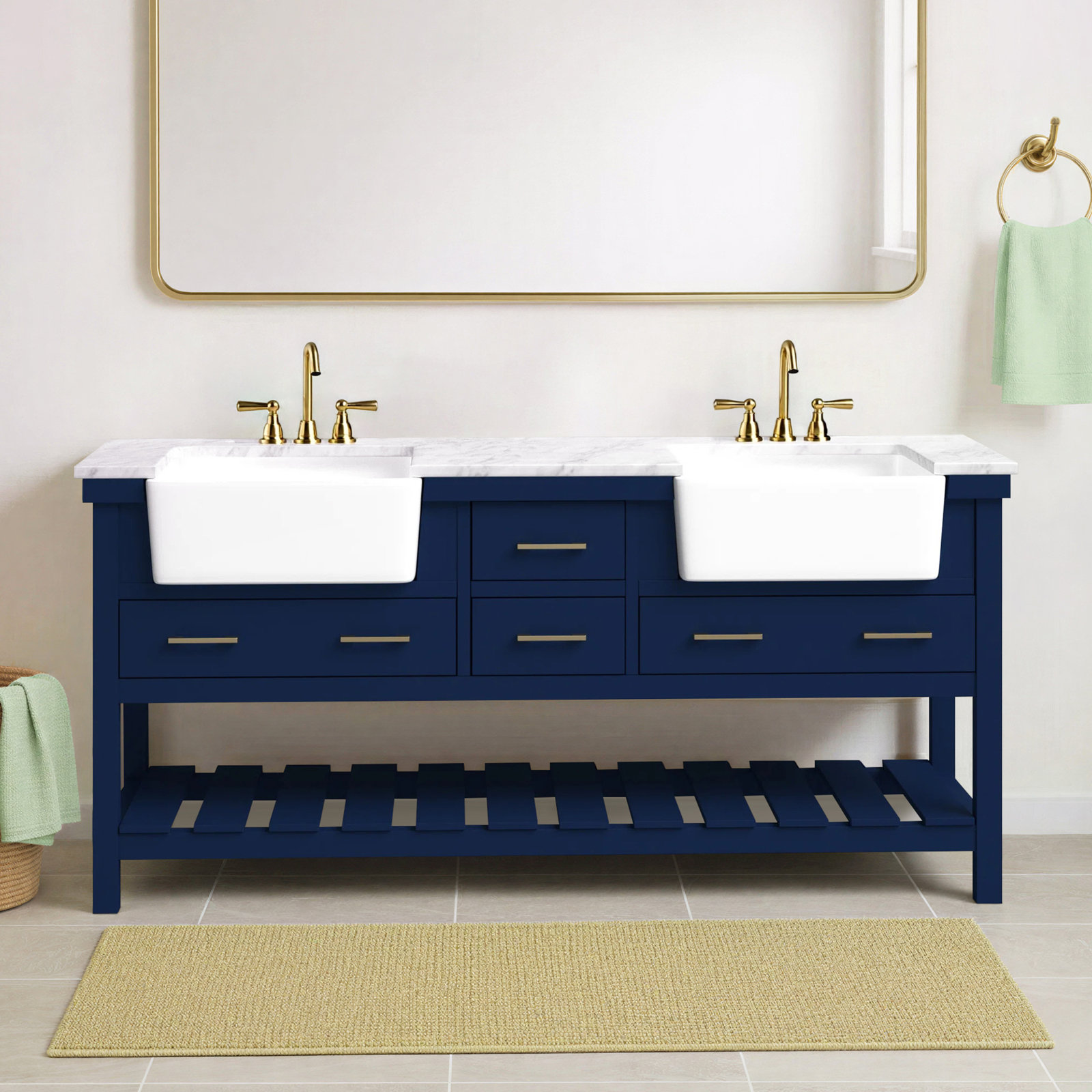 Pelaghia 72'' Double Bathroom Vanity, Blue