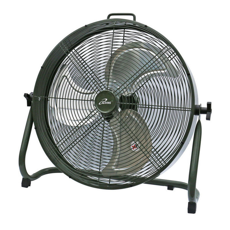 iLIVING Ventilateur de camping de 18 po à piles et rechargeable ILG8RX18, ventilateur d'extérieur portatif à grande vitesse avec lame en métal, avec pile au Lithium intégrée pour une utilisation quotidienne, 18 po, vert militaire