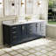 Meuble-lavabo autoportant en bois massif l 84 po x H 35 po avec comptoir en marbre de culture blanc de Carrare et double lavabo en céramique, bleu marine-820134559-820134548