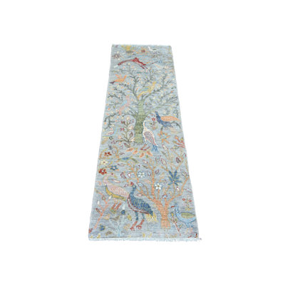 Tapis de couloir gris doux en laine noué à la main 2 pi x 6 pi 2 po 23637081EE6740E29920CD1ADCAFF68E