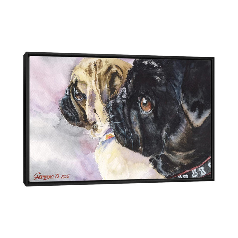 Noir et blanc, impression sur toile, H 18 po x l 26 po x P 1,5 po, Toile avec cadre noir, Pas de tapis