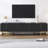 Modern TV Stand With Metal Legs And Gold Handles For Tvs Up To 80'' Media Console Table With Cabinets And Adjustable Shelves Luxury TV Cabinet With Geometric Lines For Living Room-44358477