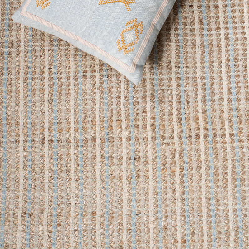 Tapis de couleur unie en jute / coton tissé à la main Doleman, Rectangle 3 pi x 5 pi