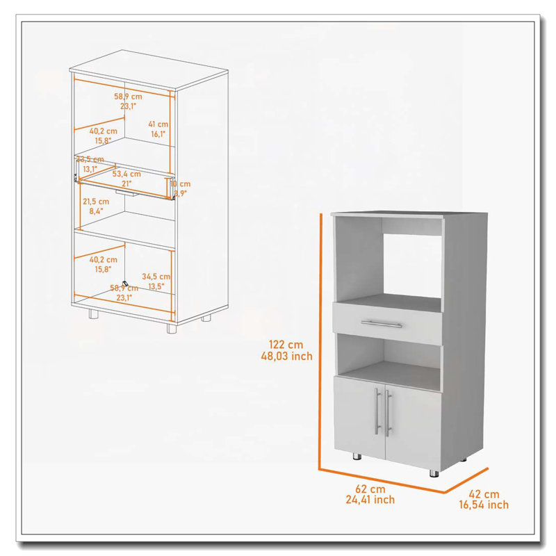 White Pantry Cabinet Microwave Stand