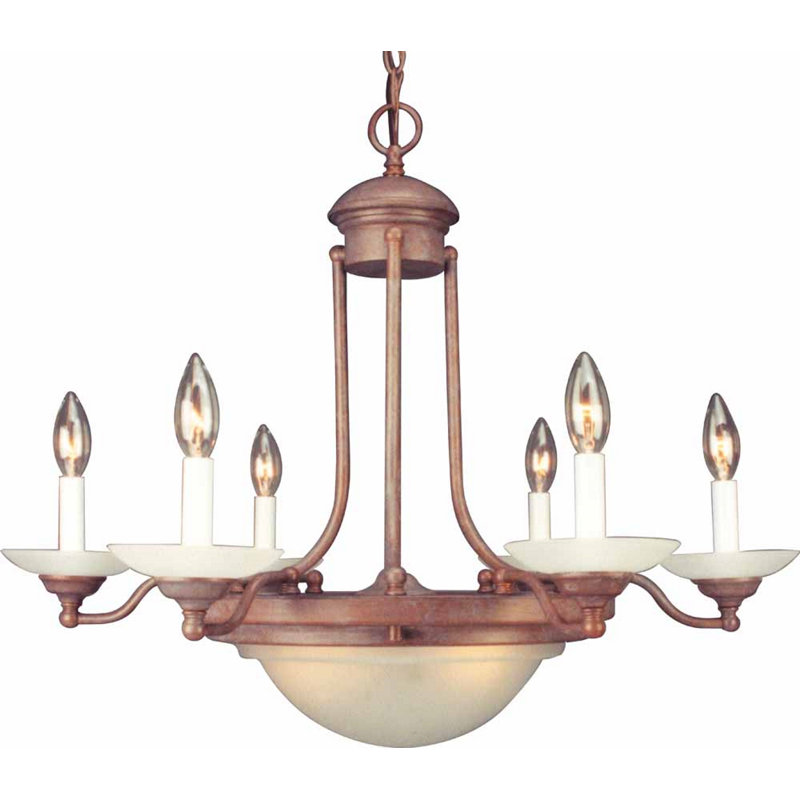 Calin 8-Light Indoor Prairie Rock Candelabra Chandelier with Frosted Glass Bowl Shade, Prairie Rock
