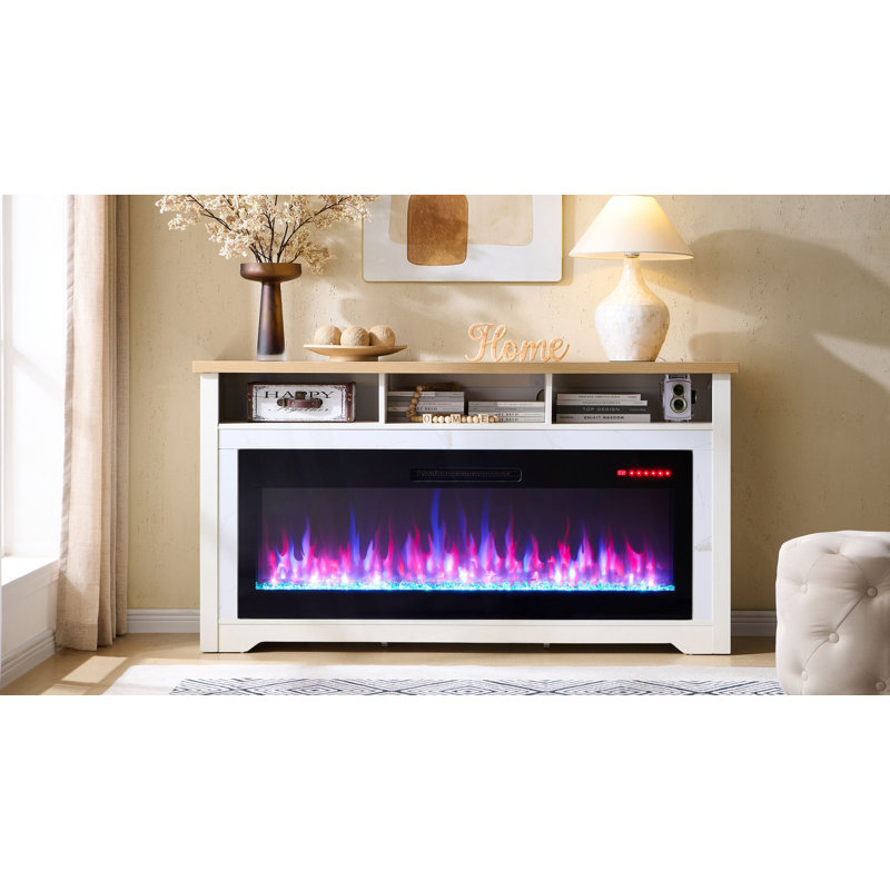 Fireplace TV Stand With 50"Smart Electric Fireplace, 32"H x 60"L x 13.75"W