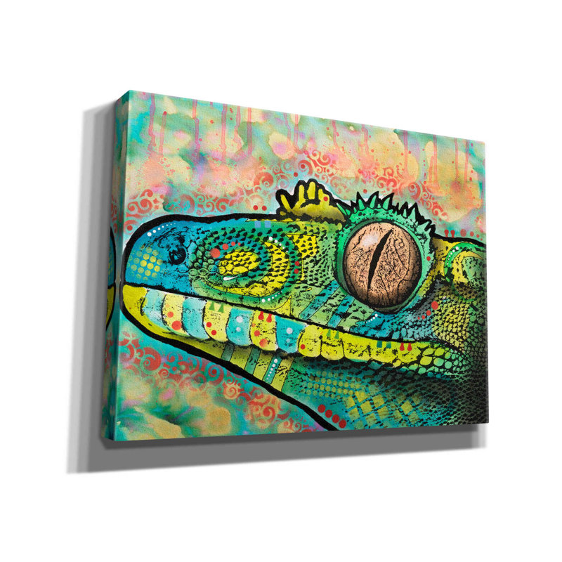 «Gecko» par Dean Russo, art mural sur toile, H 12 po x l 16 po x P 0,75 po