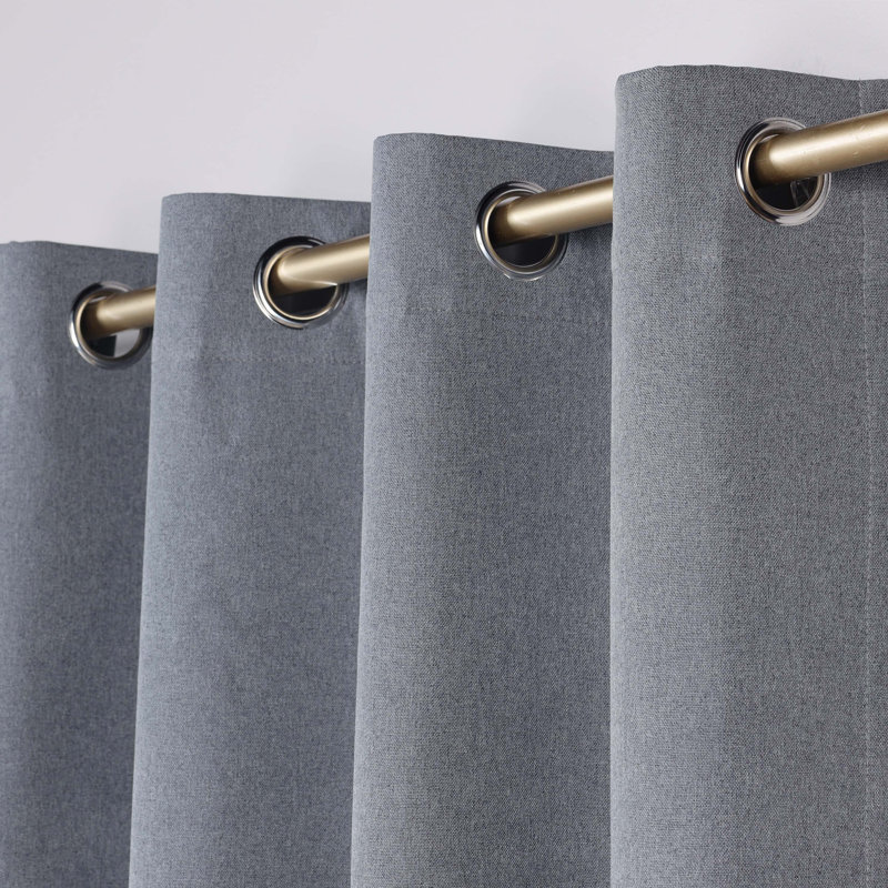 Solid 100% Room Darkening Machine Washable Curtain Panels, 52" W x 108" L, Grey