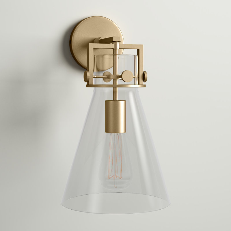 Borgen Armed Sconce, Brushed Brass