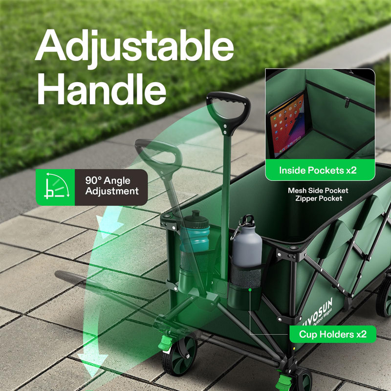 Chariot pliant pliable d'une capacité de 350 lb, Vert