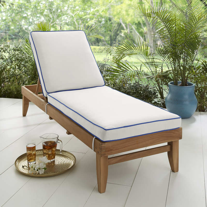 Outdoor 3'' Chaise Lounge Seat / Back Cushion, Canvas True Blue