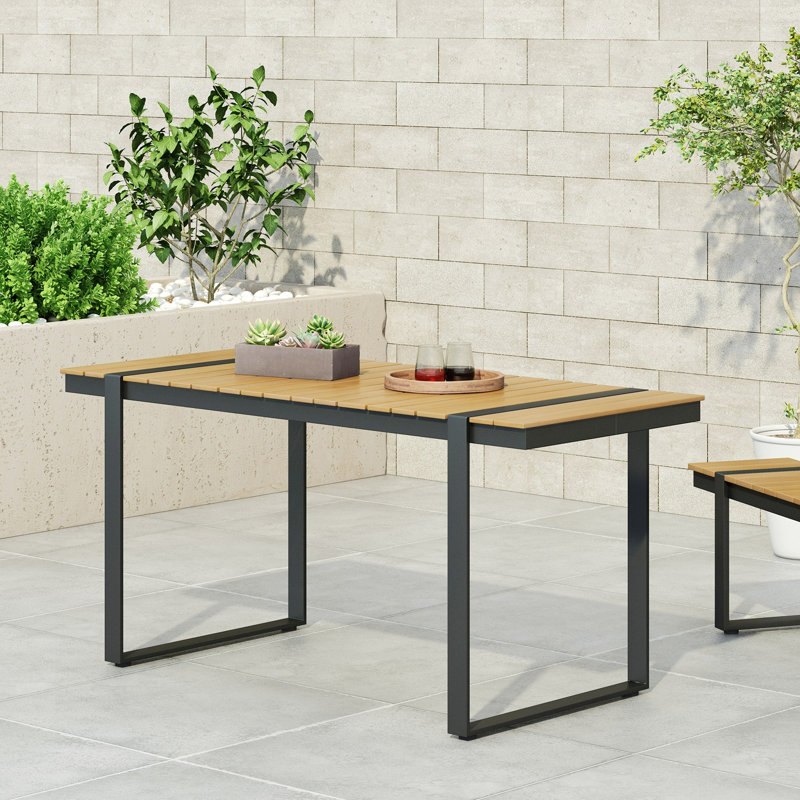 Table de salle à manger d'extérieur, Naturel/Gris