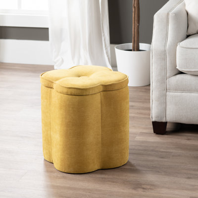 Chenille Flower Ottoman W/ Storage