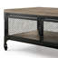 Keona Table basse rectangulaire en bois délavé gris avec portes et roulettes en métal