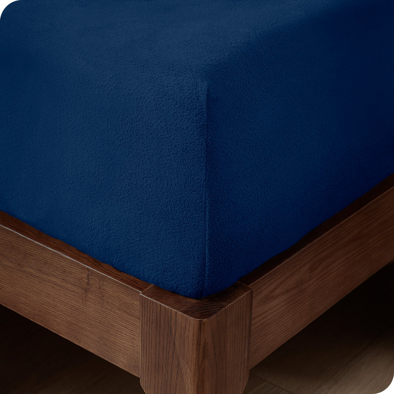 Queen Size Dark Blue Microfiber Fleece Deep Pocket Fitted Sheet