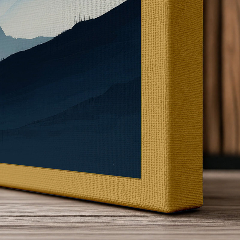 Mountains in Mist Scandinavian - Wrapped Canvas, 30x20 - 76.2 x 50.8 cm, Ochre Border