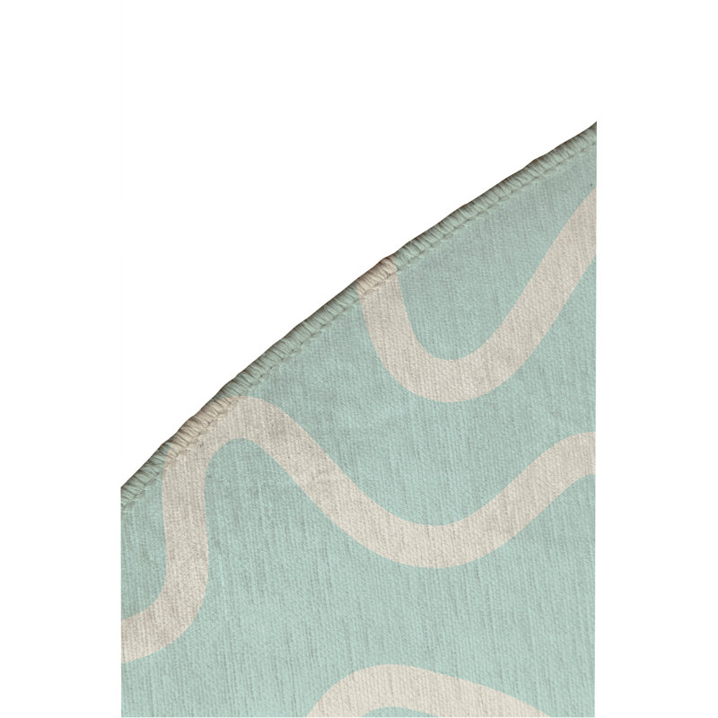 Squig Non-Slip Outdoor Rug, Round 5'