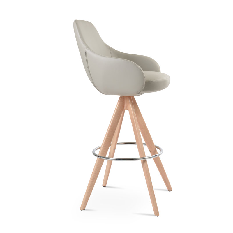 Tabouret Gazel, Brun, Gris clair, Tabouret de comptoir (siège d'une hauteur de 25,5