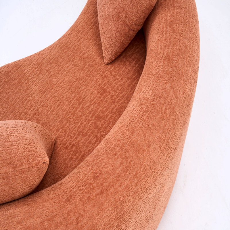 Canapé modulaire S-Curved Chenille: double profondeur, rose corail, sans assemblage, compact pour les petits espaces, 400 lb, L 66,9 po