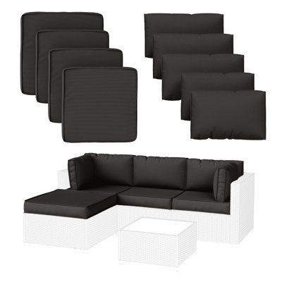 Wynee 9Pcs Outdoor Cushions Patio Sectional Cushions Replacement Set For 3 Seats (Set Of 3 Seats , 3 Backs , 2 Short Backs , 1 Ottoman Cushions)