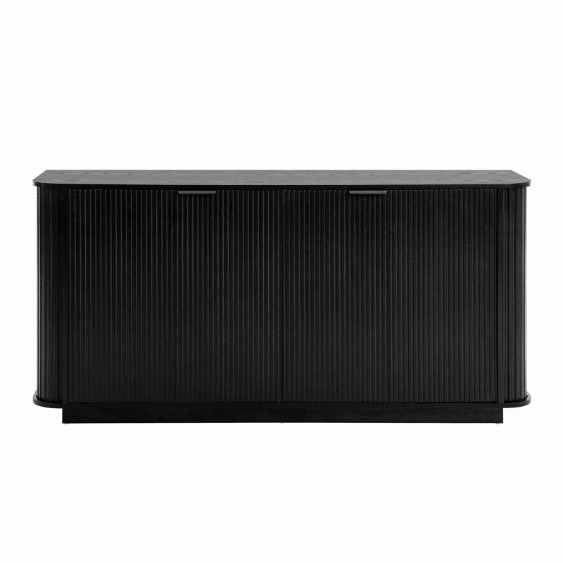 63"Wavy Storage Sideboard, Double-Door Buffet Cabinet With Adjustable Shelves, Suitable For Kitchen, Living Room, Hallway - Versatile Storage