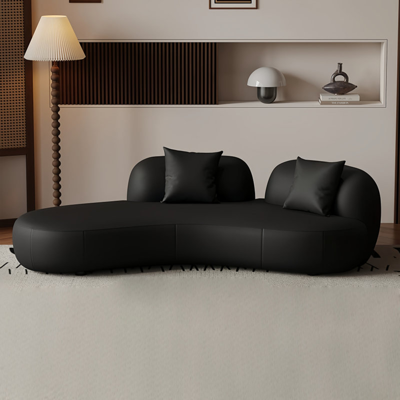 Canapé noir en bois massif, H 27,56 po x l 78,74 po x P 37,4 po