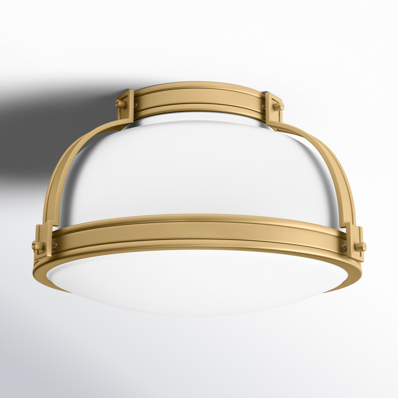 Calathea 2 Light Flush Mount, White/Gold