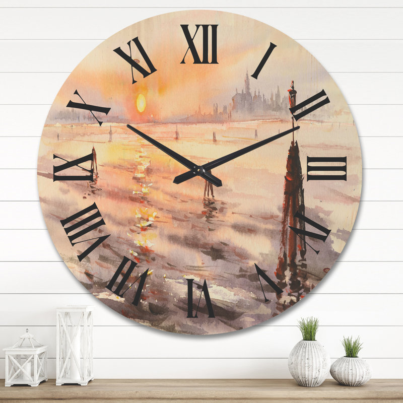 Horloge murale Panorama de la lagune de Venise au coucher du soleil, Très grand