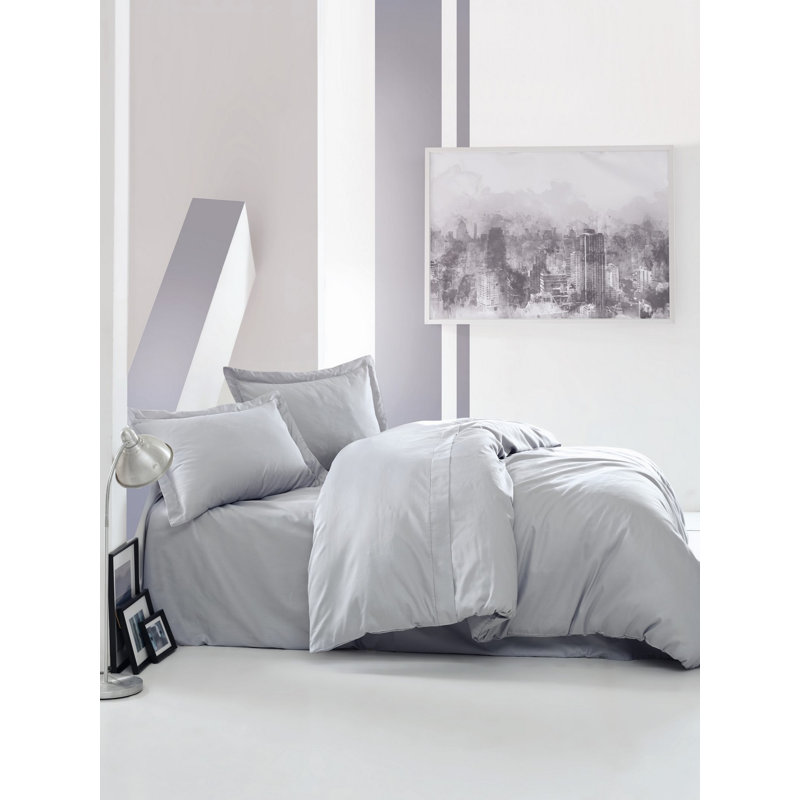 Luxury Satin Quilt Cover Set (XXL), 100% Cotton, White | Reactive Printing, Machine Washable, Button Closure | Soft, Breathable, and Elegant Bedding for Comfort