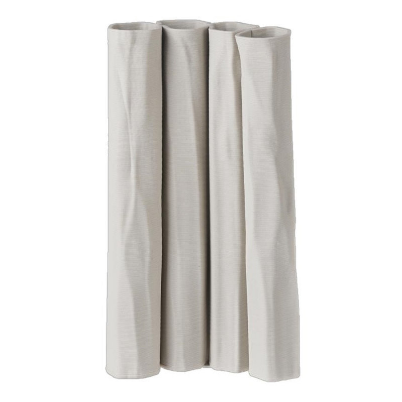 Vase en céramique blanc imprimé en 3D, H 12,9 po x l 3,1 po x P 5,9 po, Blanc