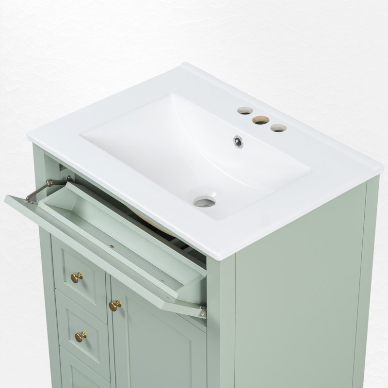 24" Single Bathroom Vanity Set, Gold, Green