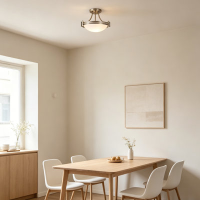 2-Light Semi Flush Mount Ceiling Light, Frosted Glass Close To Ceiling Light Fixture For Bedroom, Kitchen, Bathroom, Hallway, Entryway, Dining Room, Foyer, Lobby