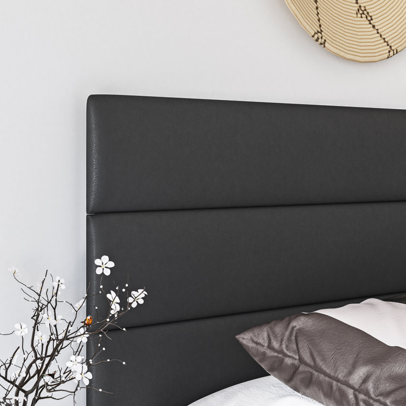 Boyd Sleep Napoli Faux Leather Fabric Upholstered Platform Bed Frame w/Adjustable Headboard, no Noise Strong Wood Slat Support, Box Spring/Foundation Required, Easy Effortless Assembly,