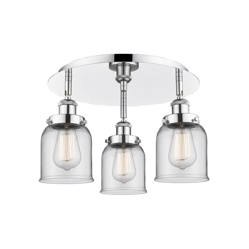 Bejtullah Glass Flush Mount, Clear, Polished Chrome