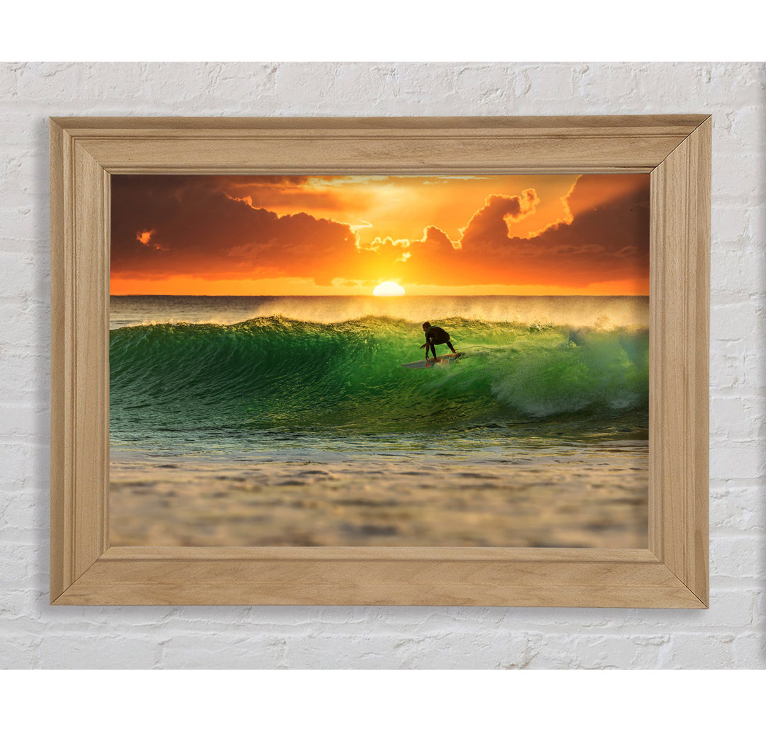 Gerahmtes Leinwandbild Surfer Sunset