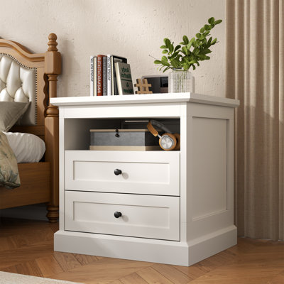 Nightstand With Hidden Drawer,night Stand,end Table With Hidden Storage Space,bedside Table With Open Shelf,2 Drawers Dresser For Bedroom,living Room, by Winston Porter