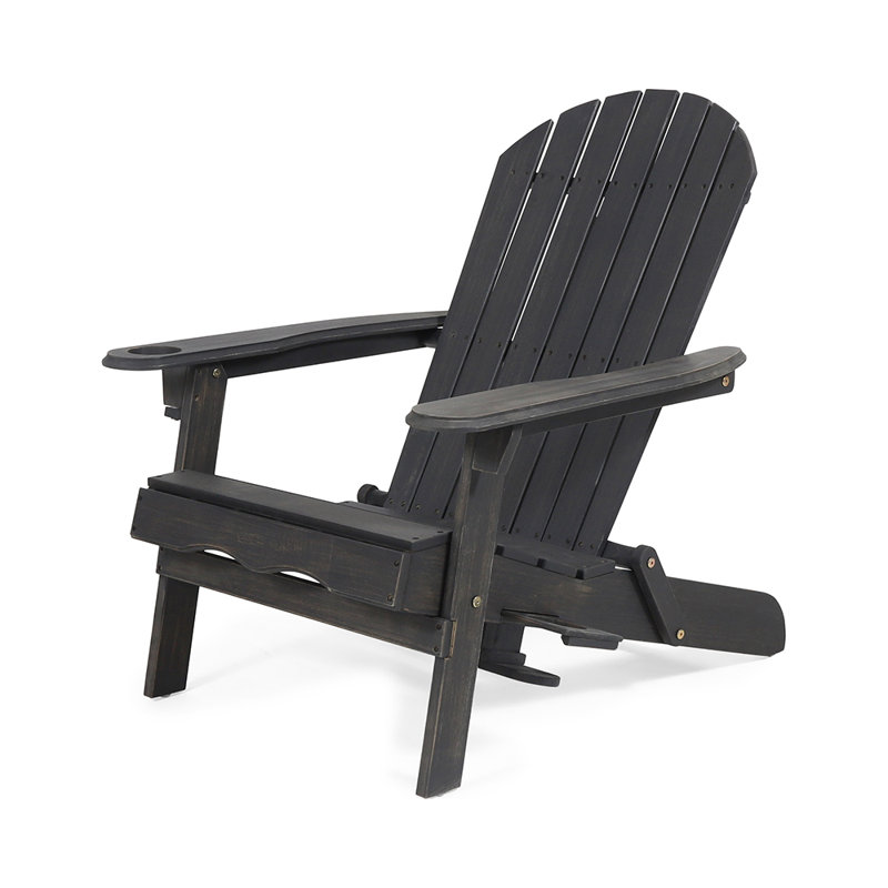 Chaise Adirondack pliante en bois massif Southwark, Gris foncé
