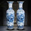 Grand vase décoratif sur pied en céramique 70,87 "bleu et blanc Jingdezhen-1888023951