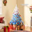Arbre de Noël artificiel 5 pi avec 456 branches et base pliante en métal blanc et bleu-1036524049-1036524053