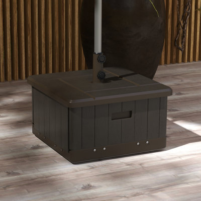 Pied de table pour parasol de terrasse 31 pouces, table d'appoint, jardinière, capacité de 80 kg, brun, roulettes pour une utilisation pratique dans le jardin, remplissable, transport facile