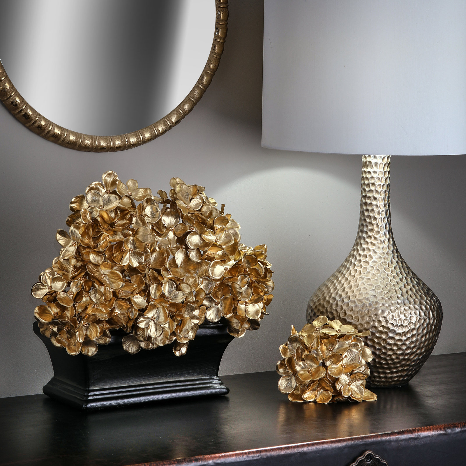 Metallic Hydrangea Stems, Gold