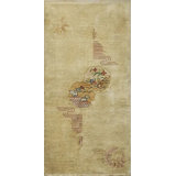 Small Light Ivory Color Scenic Chinese Art Deco Scatter Size Wool Pile Area Rug