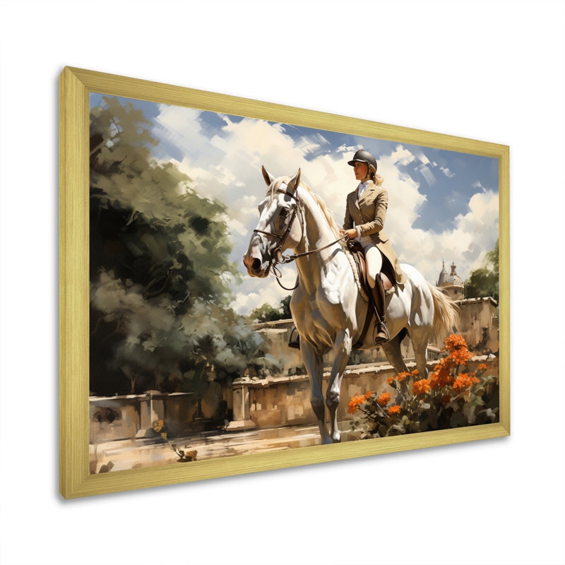 Country clubs équestre élégance I - Sports Wall Art salon, H 12 po x l 20 po x P 1 po, Cadre naturel flottant