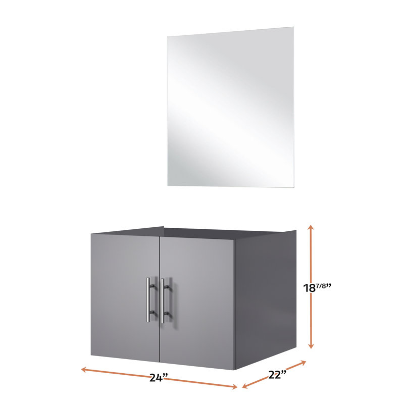 Meuble-lavabo 24 po x 22 po x 18 po gris foncé avec miroir, Gris foncé