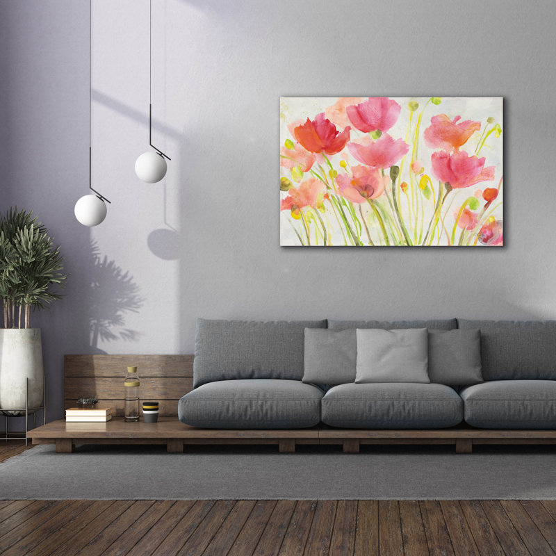 Toile épique Graffiti «Fluorescent Poppies» par Albena Hristova, 60 po x 40 po